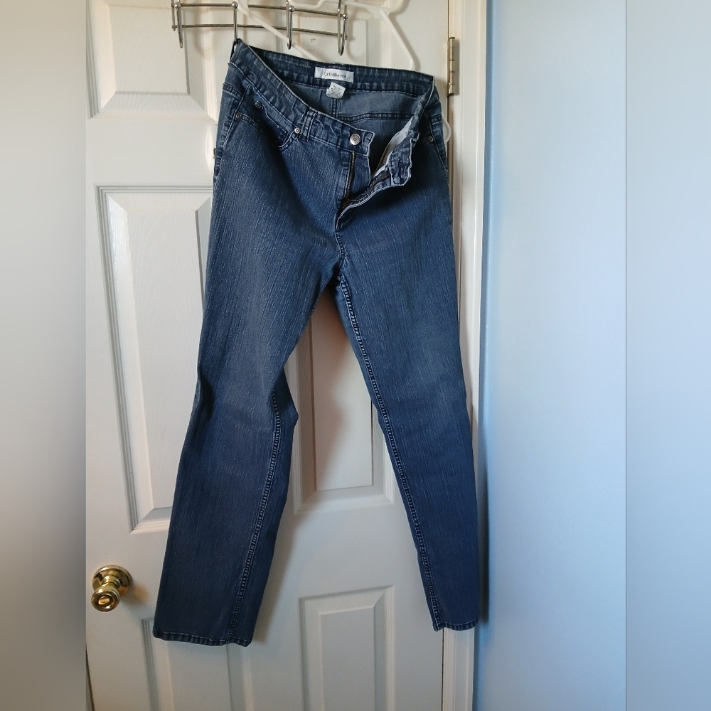 croft & barrow Women's Straight-Leg Jeans in Dark Blue Wash